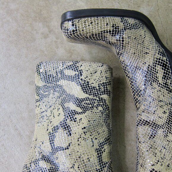 Snakeskin Leather Boots Midcalf Neutral Tan - Picture 9 of 10